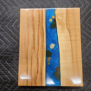 9 x 12 epoxy cutting board river scape