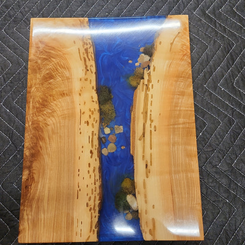 12 x 16 epoxy cutting board river scape
